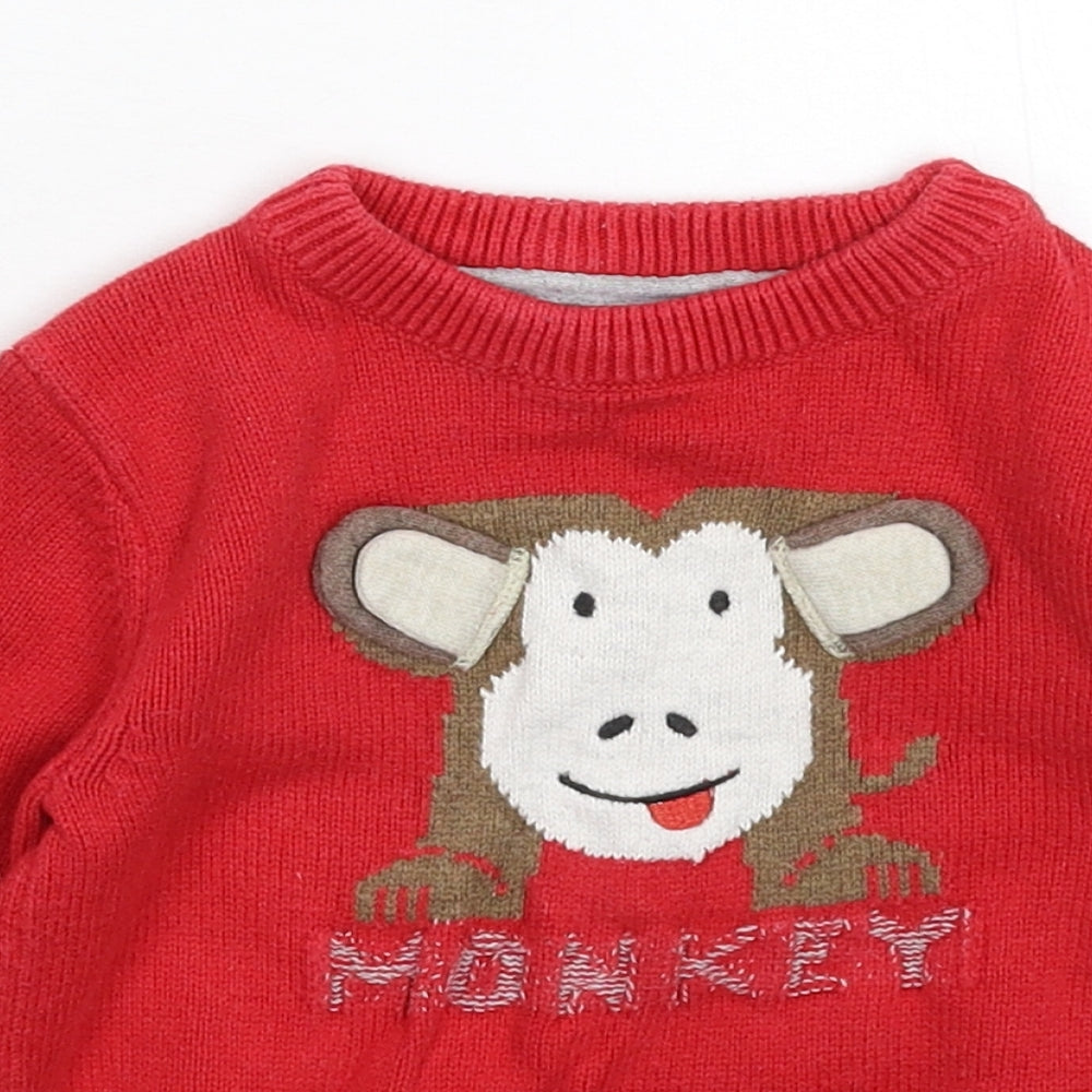 NEXT Boys Red  Knit Pullover Jumper Size 2-3 Years