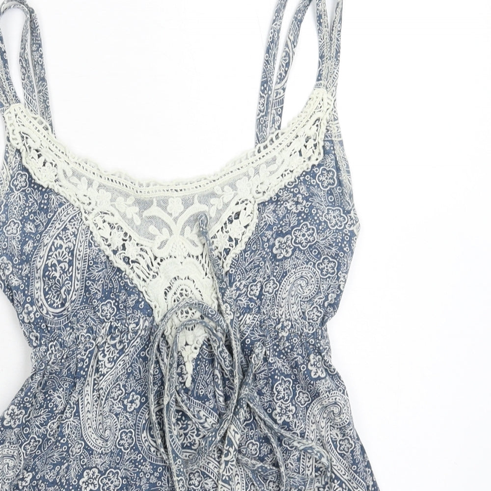 Fat Face Womens Blue Floral  Basic Tank Size 8
