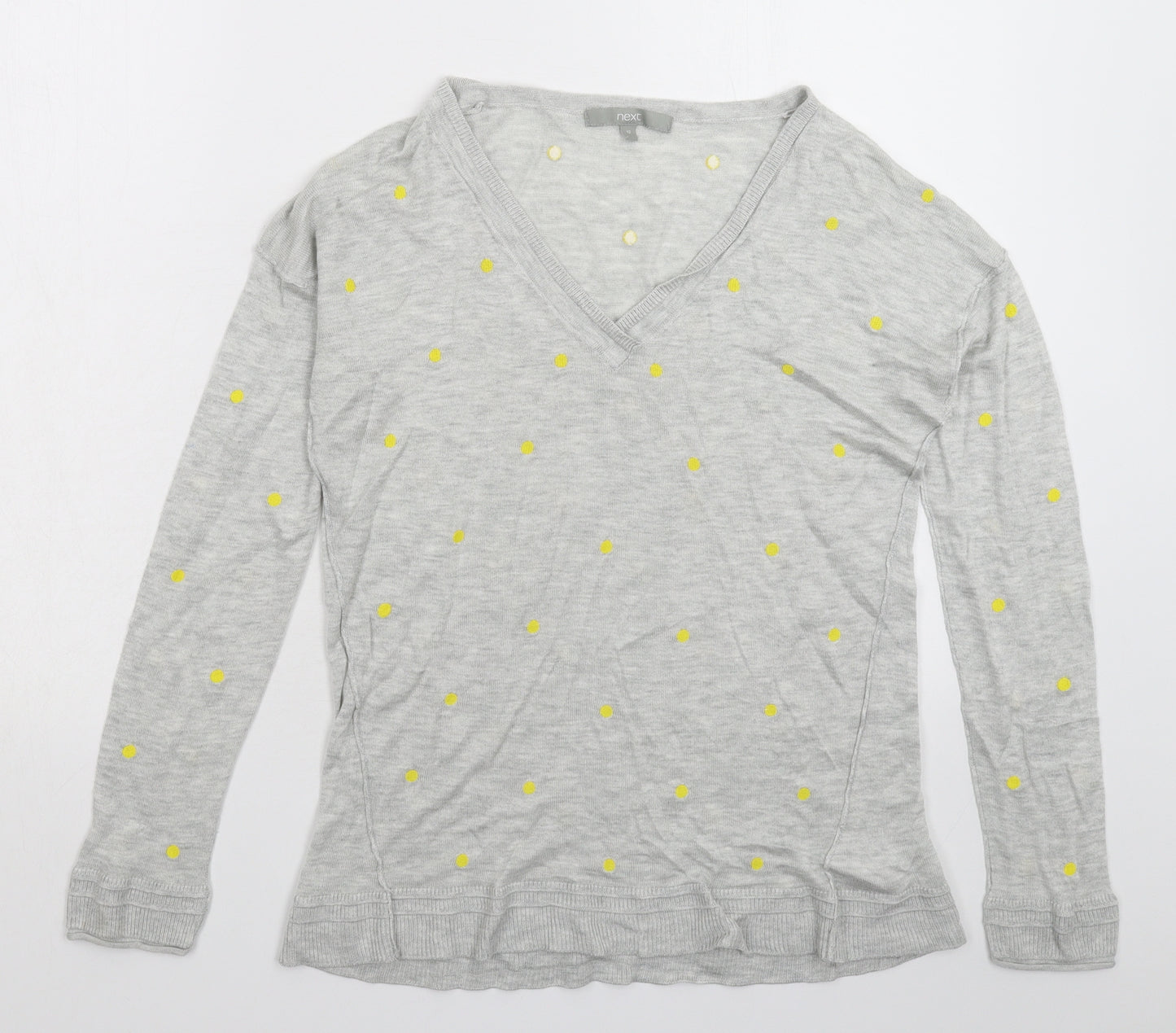 NEXT Womens Grey Polka Dot Knit Pullover Jumper Size 12