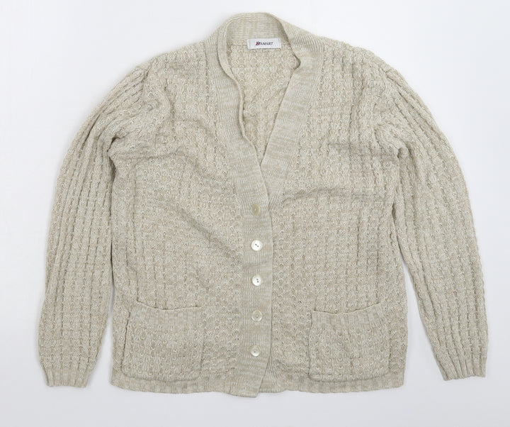 Damart Womens Grey  Knit Cardigan Jumper Size 14