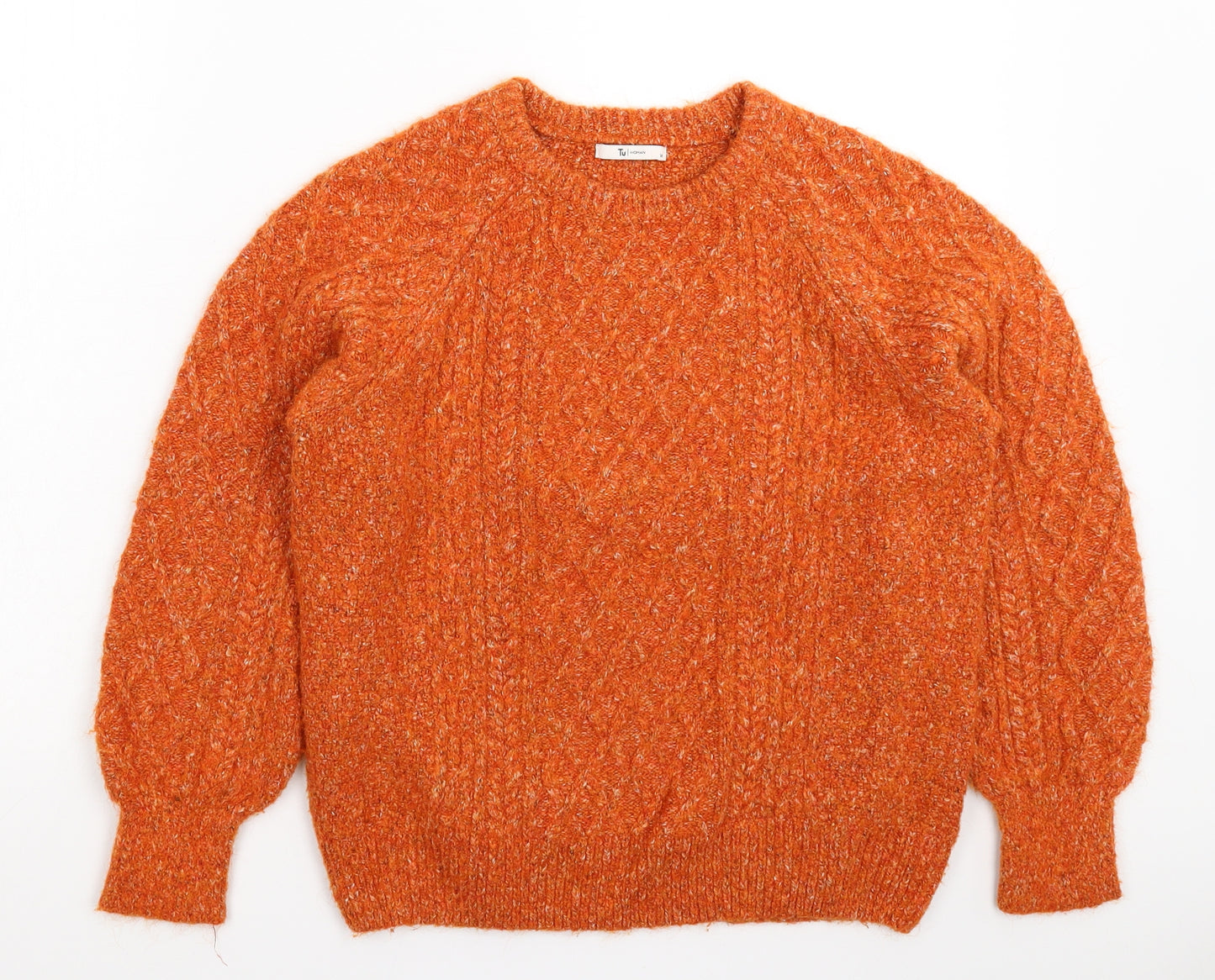 TU Womens Orange  Knit Pullover Jumper Size 14