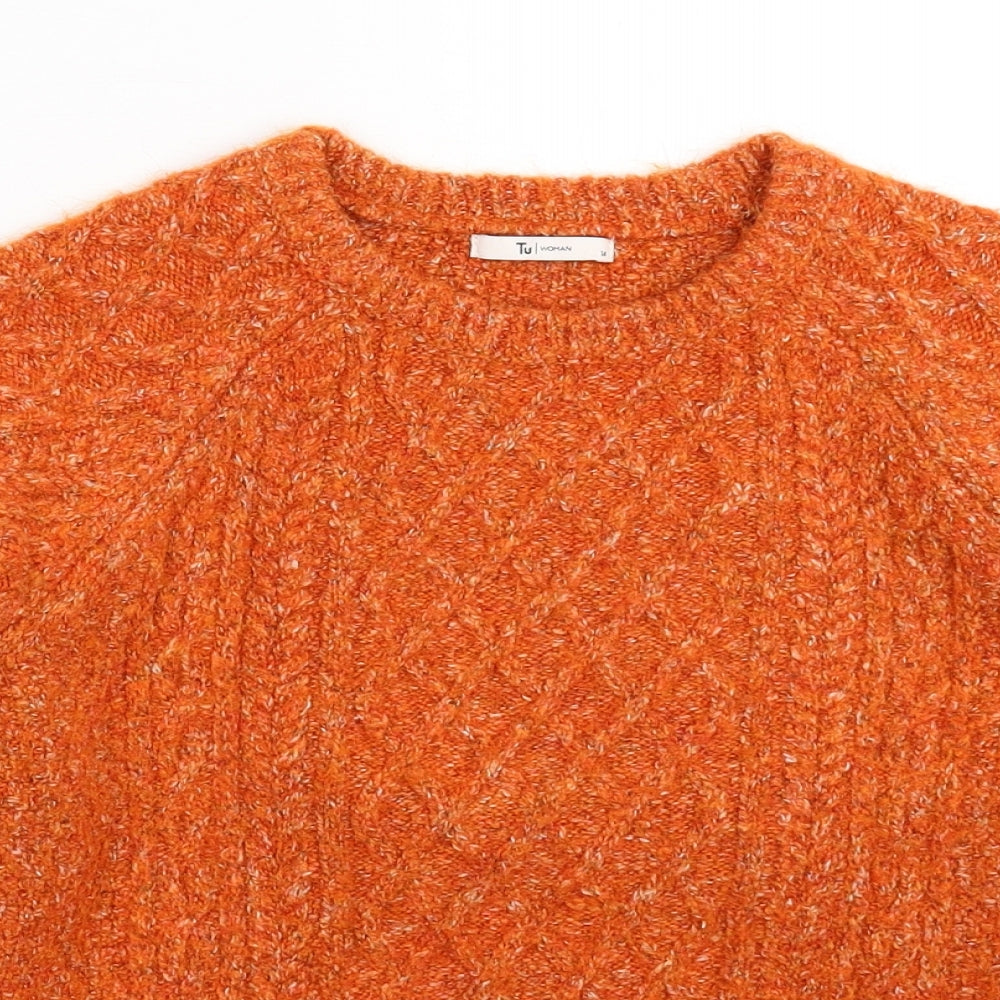 TU Womens Orange  Knit Pullover Jumper Size 14