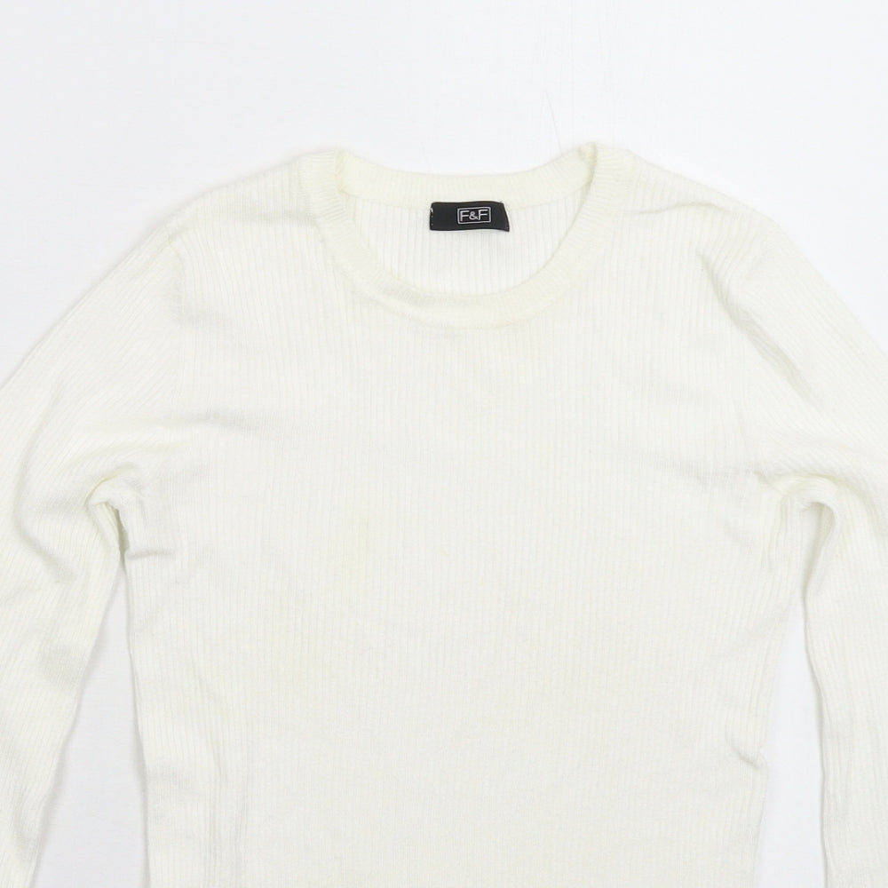 F&F Womens White  Knit Pullover Jumper Size 6