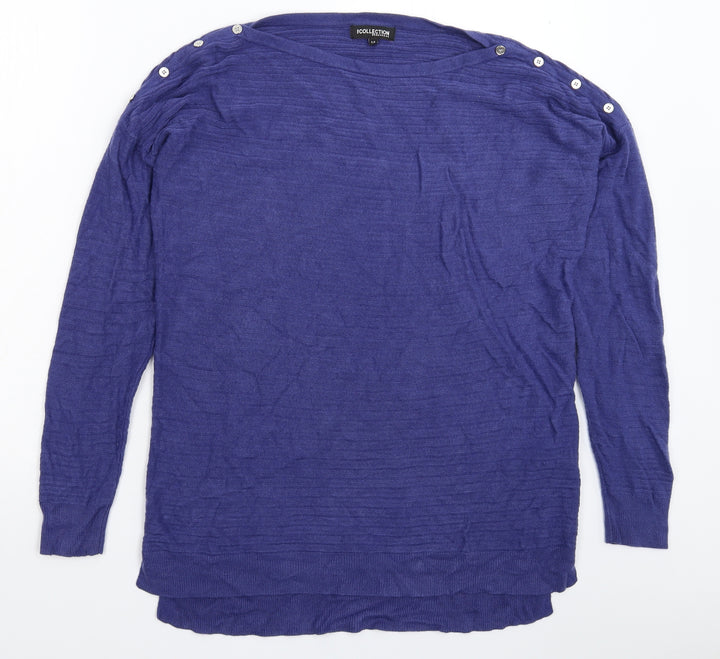 Debenhams Womens Blue Knit Pullover Jumper Size 16