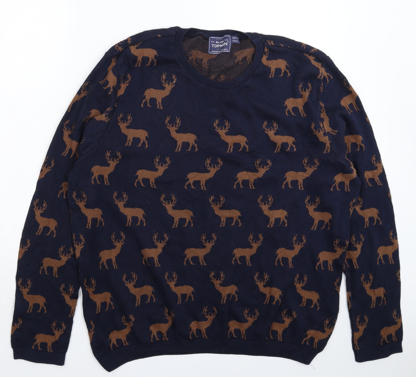 Topman Mens Blue  Knit Pullover Jumper Size XL