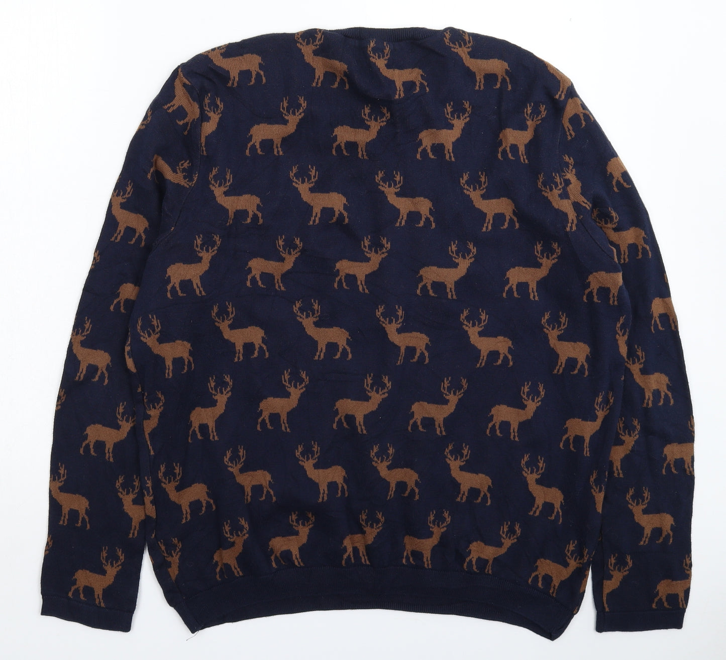 Topman Mens Blue  Knit Pullover Jumper Size XL