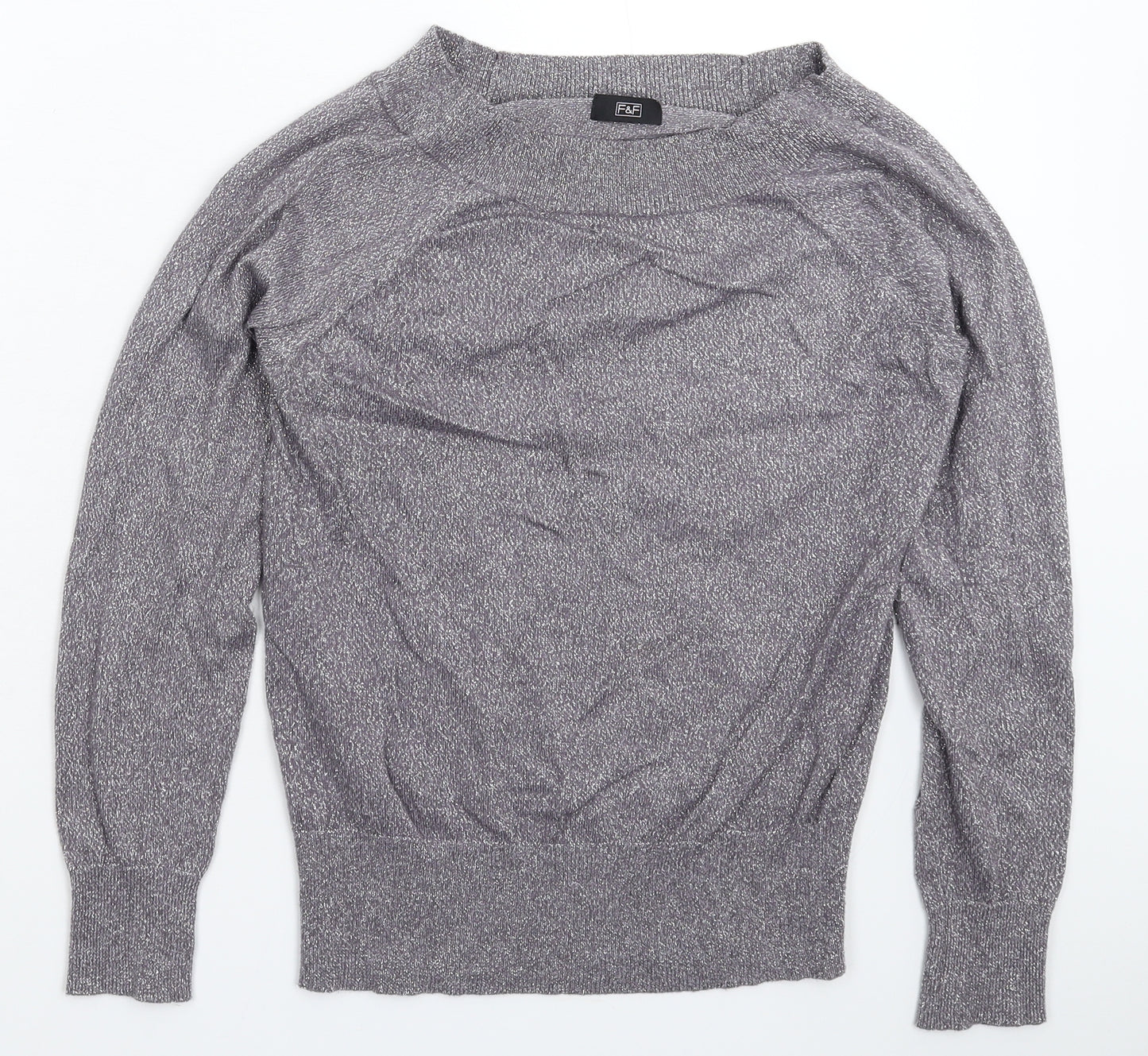 F&F Womens Silver  Knit Pullover Jumper Size 10