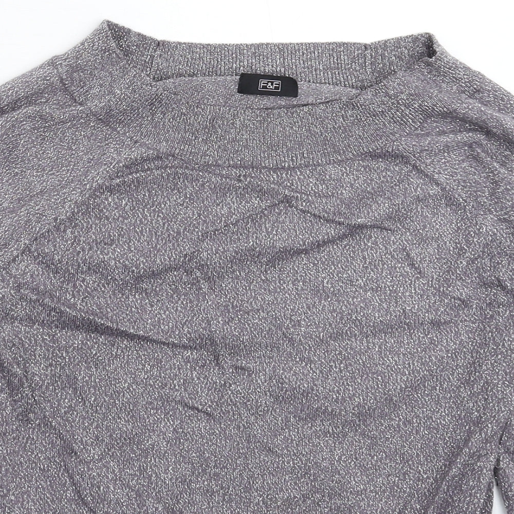 F&F Womens Silver  Knit Pullover Jumper Size 10