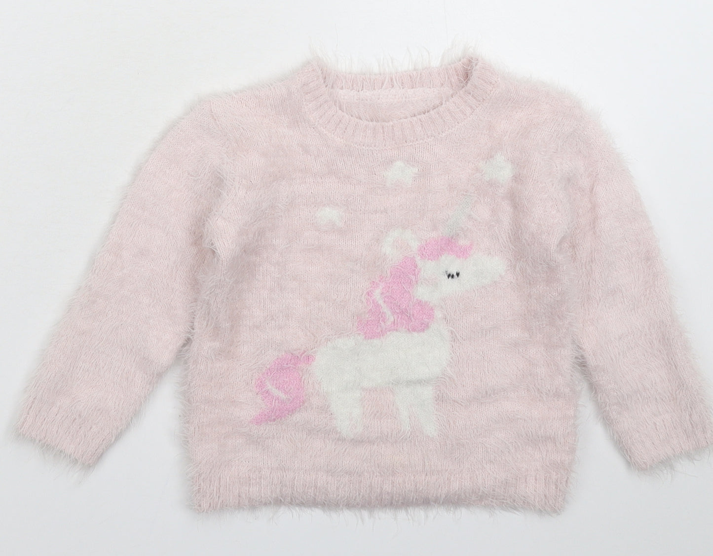 Matalan Girls Pink  Knit Pullover Jumper Size 3-4 Years