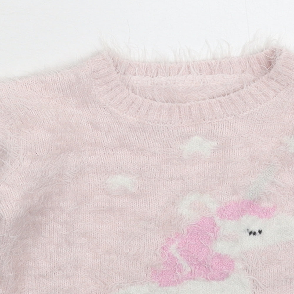 Matalan Girls Pink  Knit Pullover Jumper Size 3-4 Years