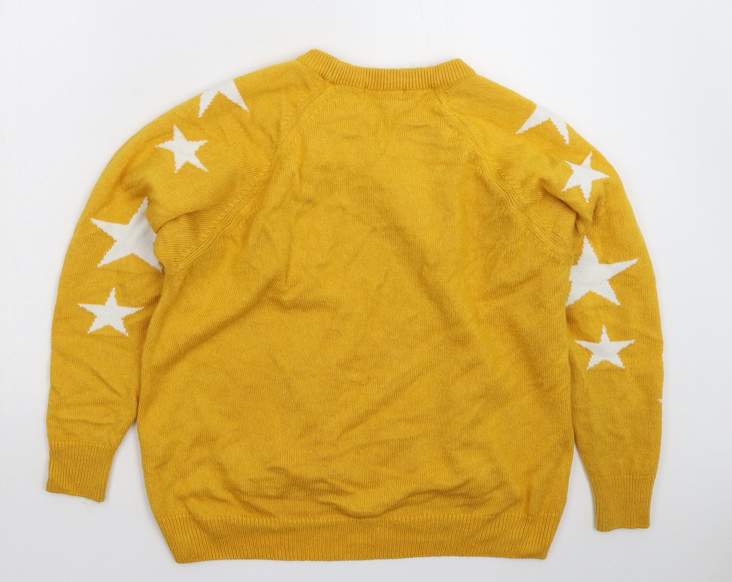 F&F Womens Yellow Geometric Knit Pullover Jumper Size 10