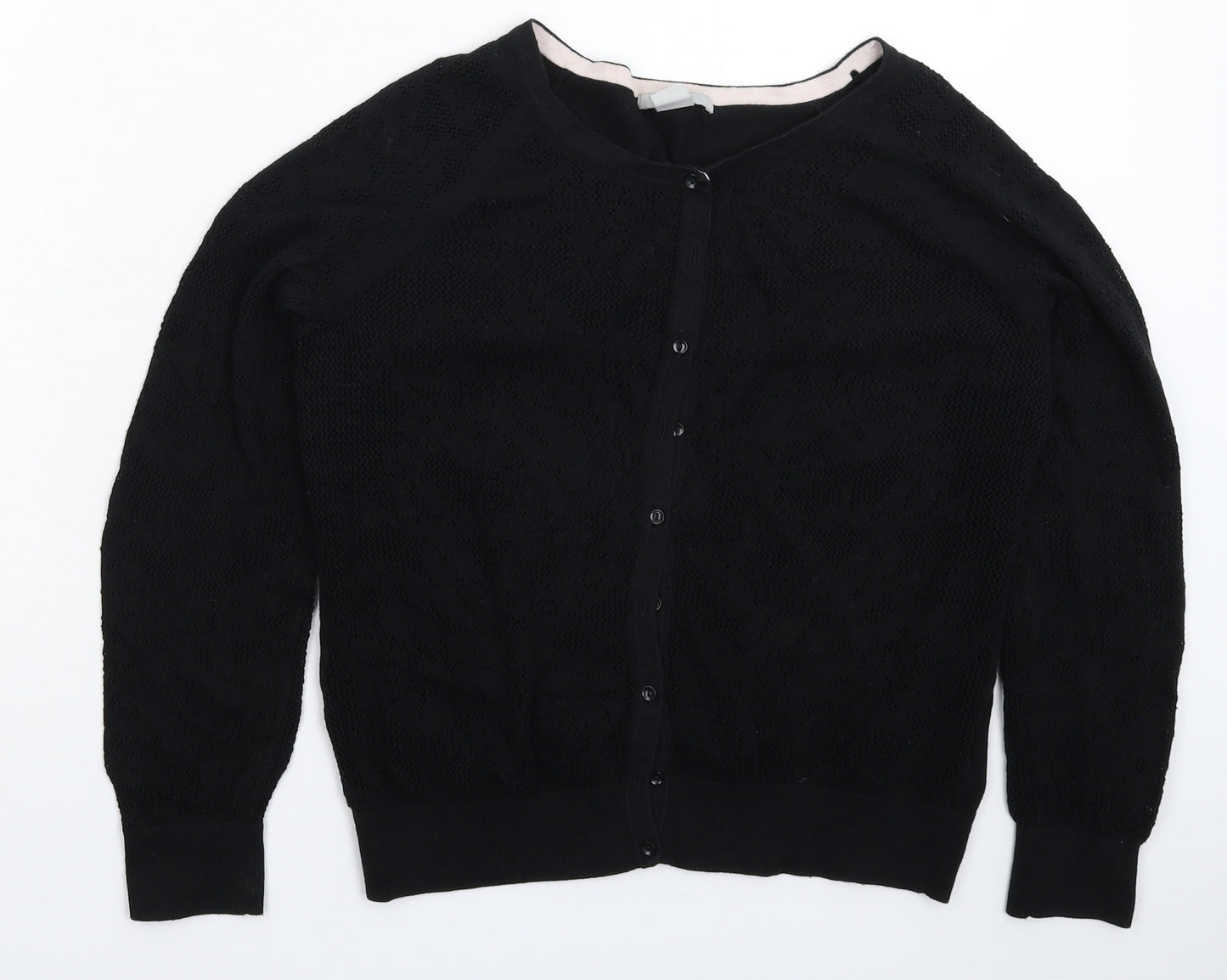 H&M Womens Black  Knit Cardigan Jumper Size M