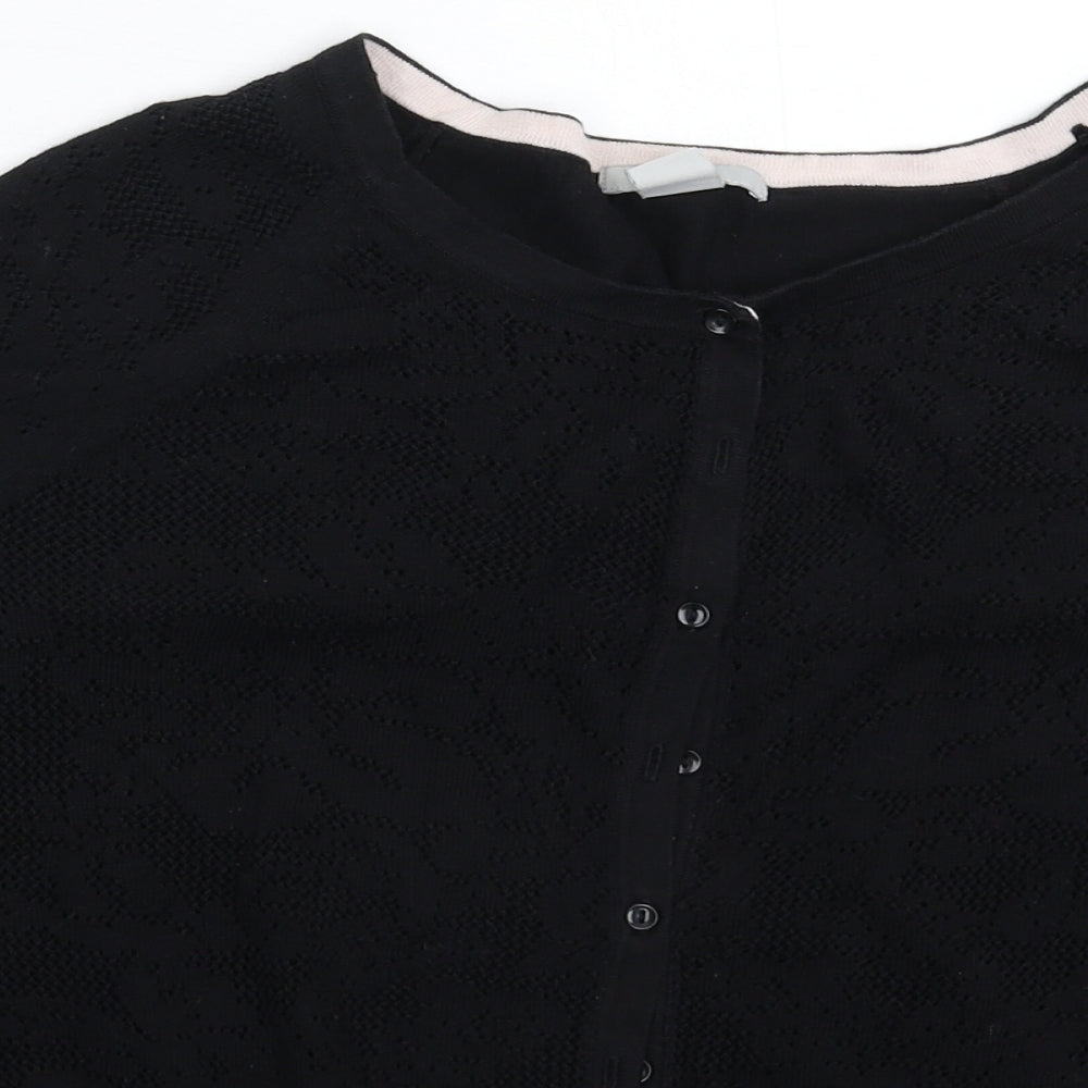 H&M Womens Black  Knit Cardigan Jumper Size M