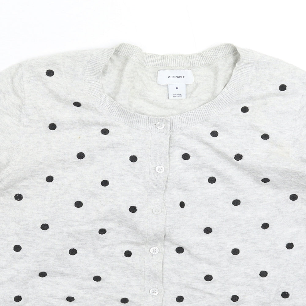 Old Navy Womens Grey Polka Dot Knit Cardigan Jumper Size M