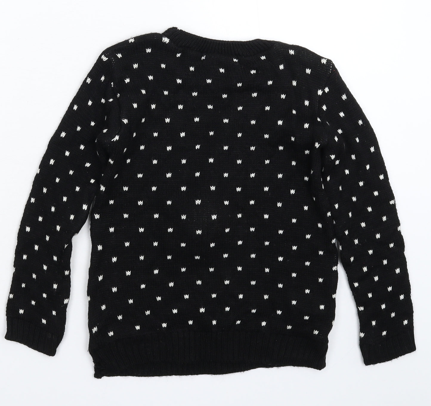 Preworn Boys Black  Knit Pullover Jumper Size 7-8 Years  - Christmas