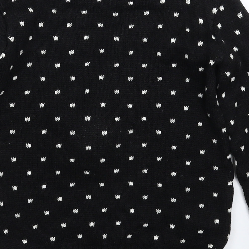 Preworn Boys Black  Knit Pullover Jumper Size 7-8 Years  - Christmas