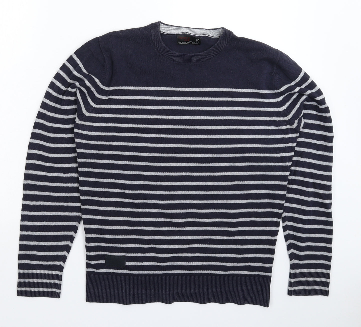 NEXT Mens Blue Striped Knit Pullover Jumper Size M