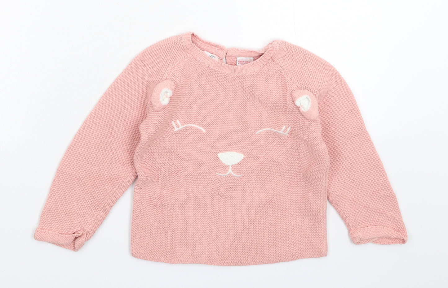 Zara Girls Pink  Knit Pullover Jumper Size 2-3 Years