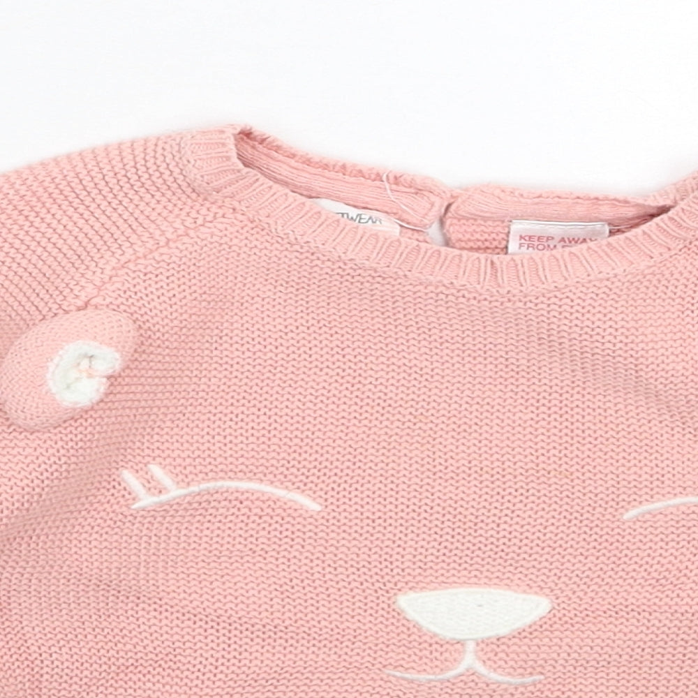 Zara Girls Pink  Knit Pullover Jumper Size 2-3 Years