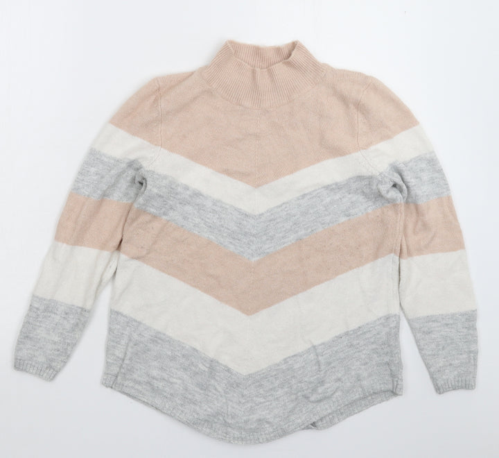 M&Co Womens Multicoloured Striped Knit Pullover Jumper Size 10