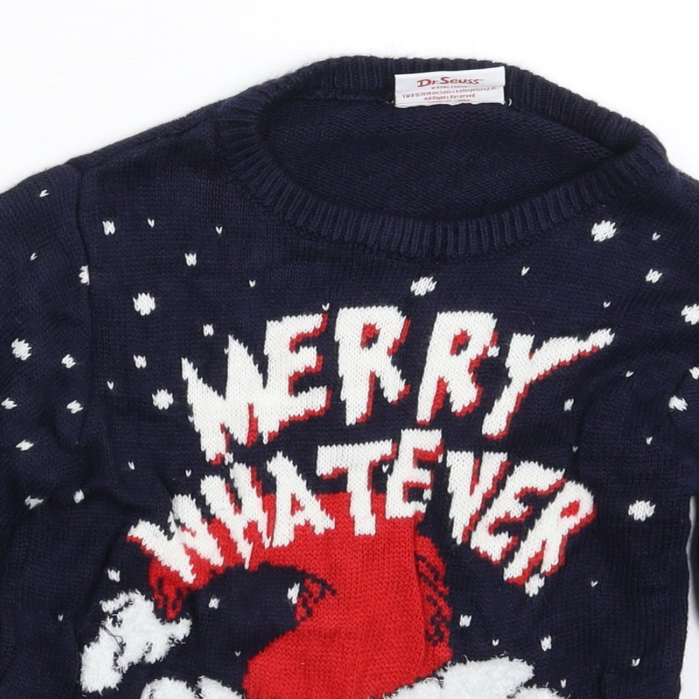 Primark Boys Blue  Knit Pullover Jumper Size 8-9 Years  - Christmas