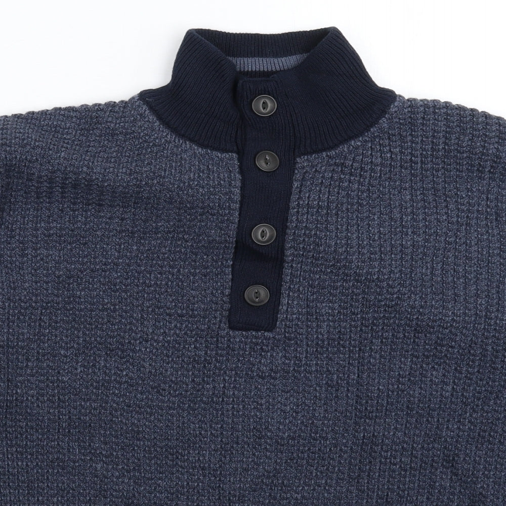 Boston Crew Mens Blue  Knit Pullover Jumper Size L