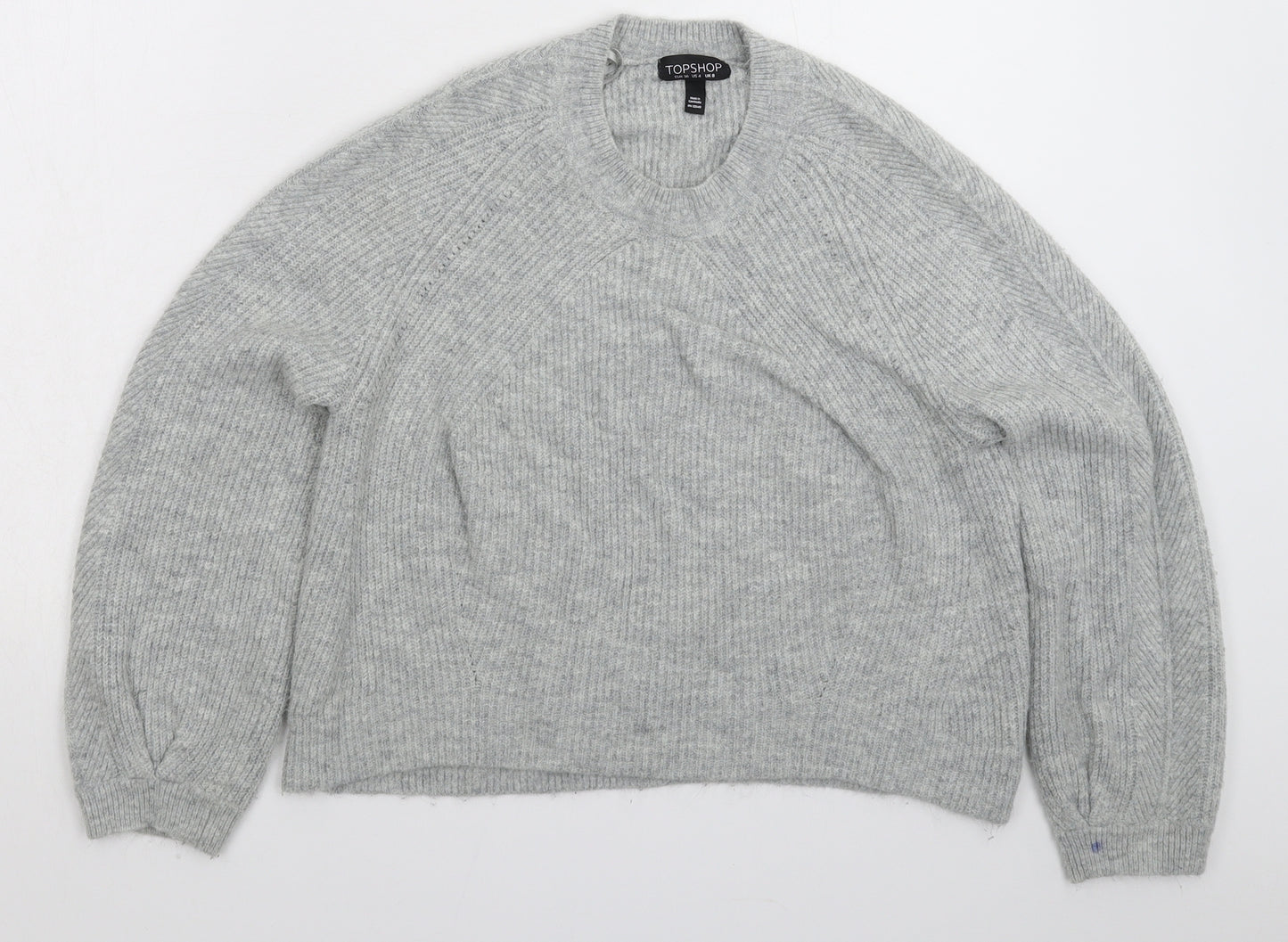 Topshop Womens Grey  Knit Pullover Jumper Size 8