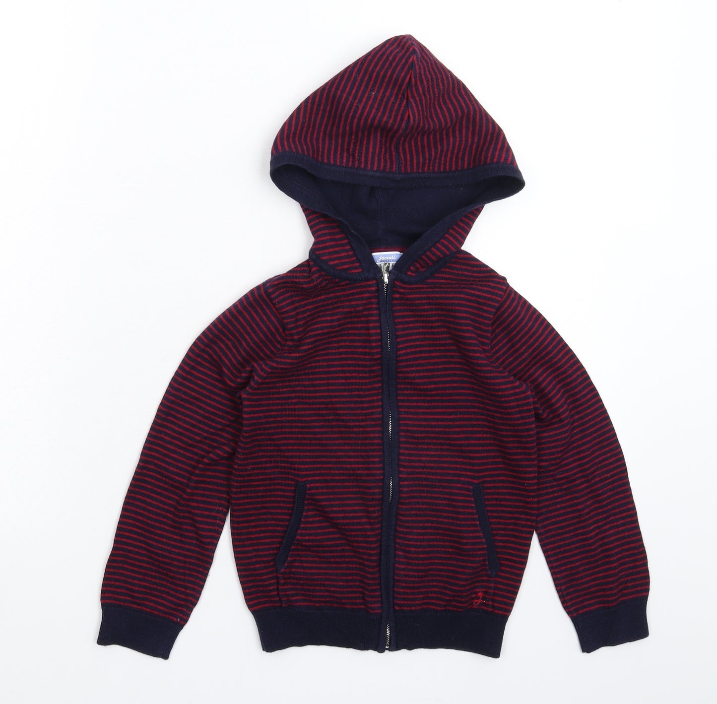 Jacadi Boys Multicoloured Striped Knit Full Zip Hoodie Size 6 Years