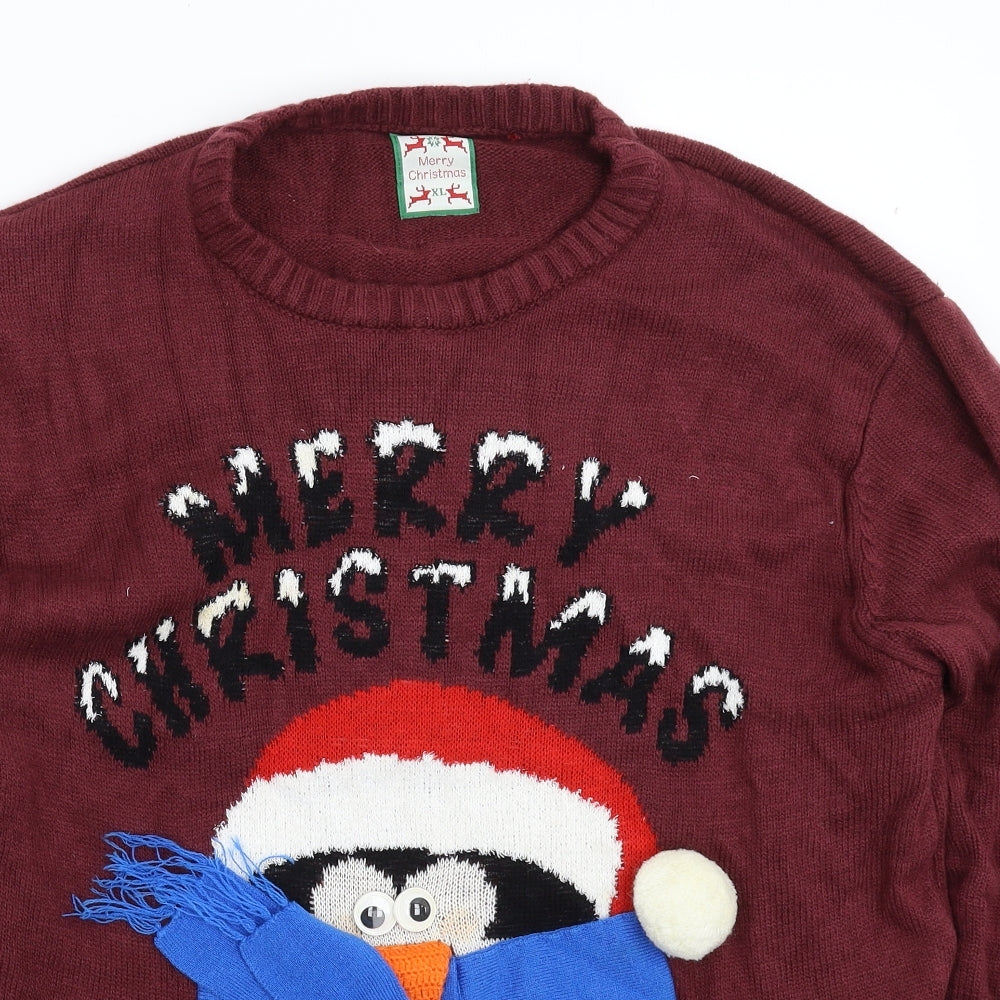 Preworn Mens Brown  Knit Pullover Jumper Size XL  - Christmas