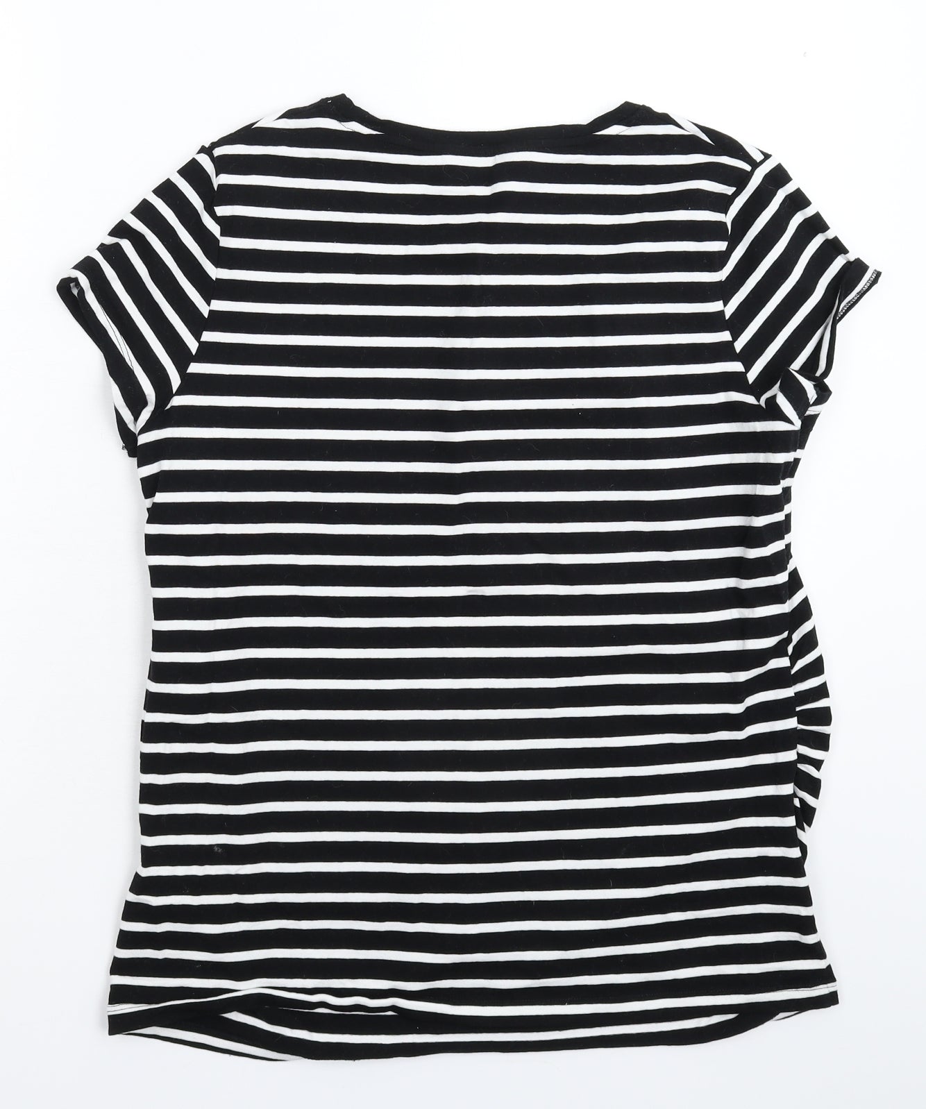 Avenue Womens Black Striped  Basic T-Shirt Size 14