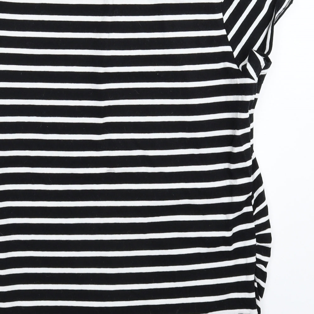 Avenue Womens Black Striped  Basic T-Shirt Size 14