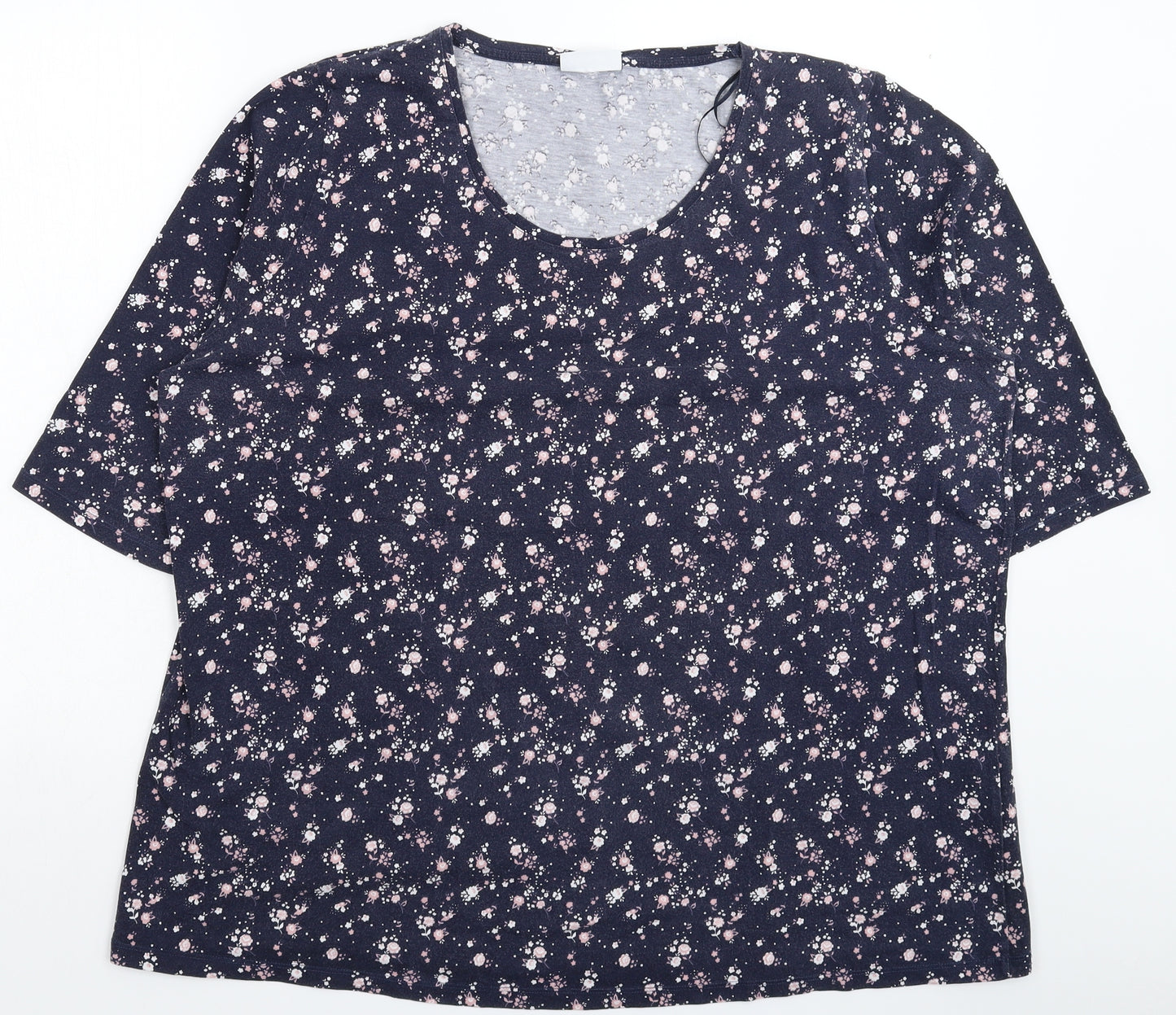 C&A Womens Blue Floral  Basic T-Shirt Size 3XL