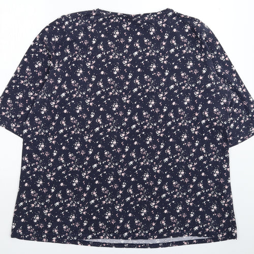 C&A Womens Blue Floral  Basic T-Shirt Size 3XL