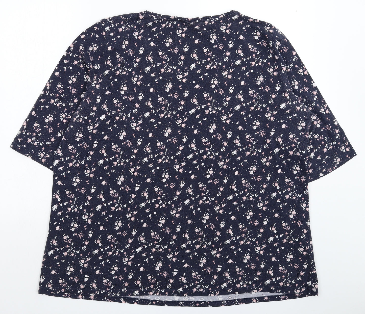C&A Womens Blue Floral  Basic T-Shirt Size 3XL