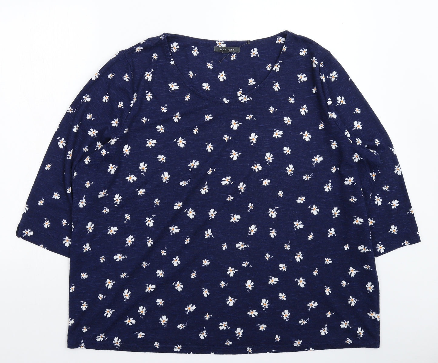 Bonmarché Womens Blue Floral  Basic T-Shirt Size 22