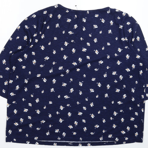 Bonmarché Womens Blue Floral  Basic T-Shirt Size 22