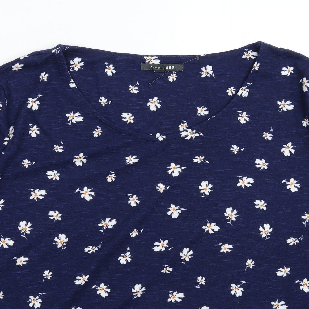 Bonmarché Womens Blue Floral  Basic T-Shirt Size 22