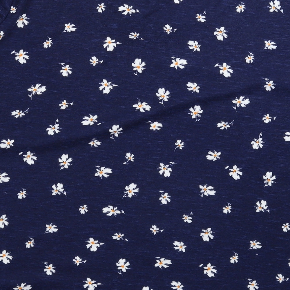 Bonmarché Womens Blue Floral  Basic T-Shirt Size 22