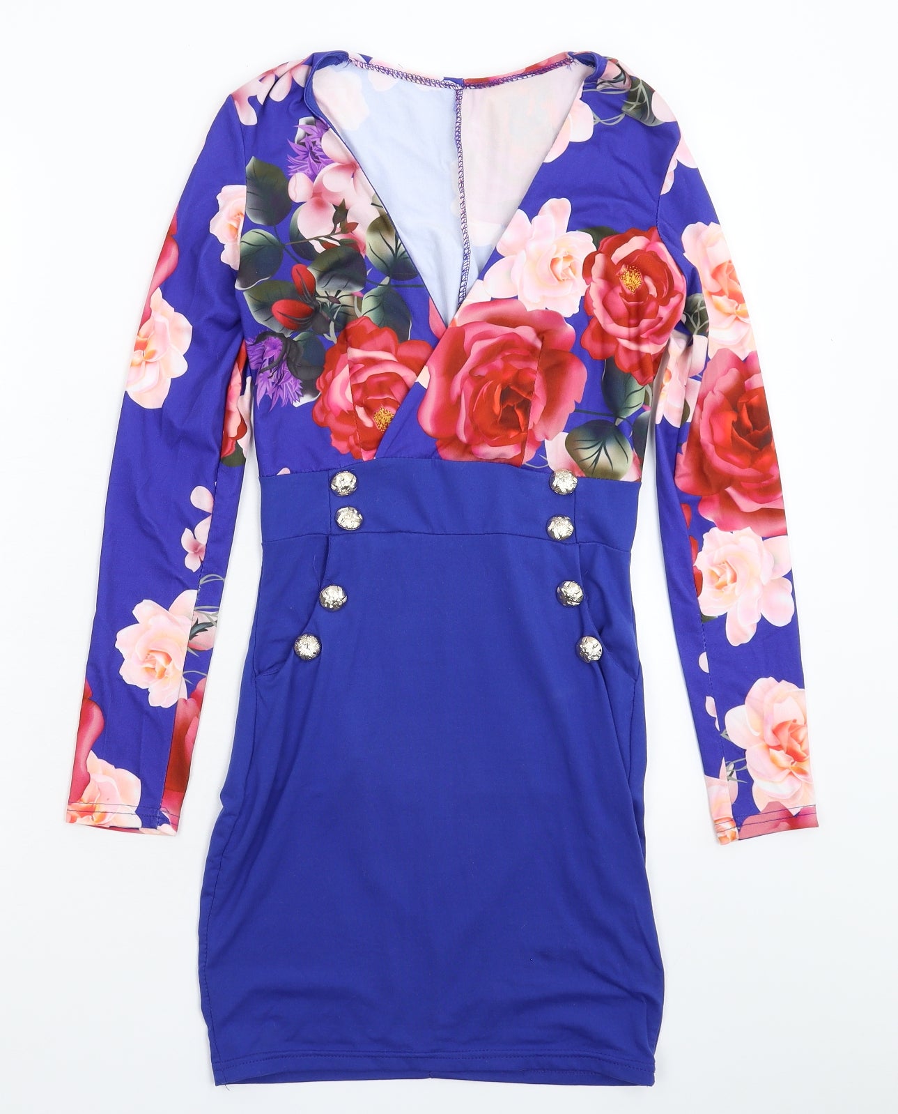 Preworn Womens Blue Floral  Mini  Size S