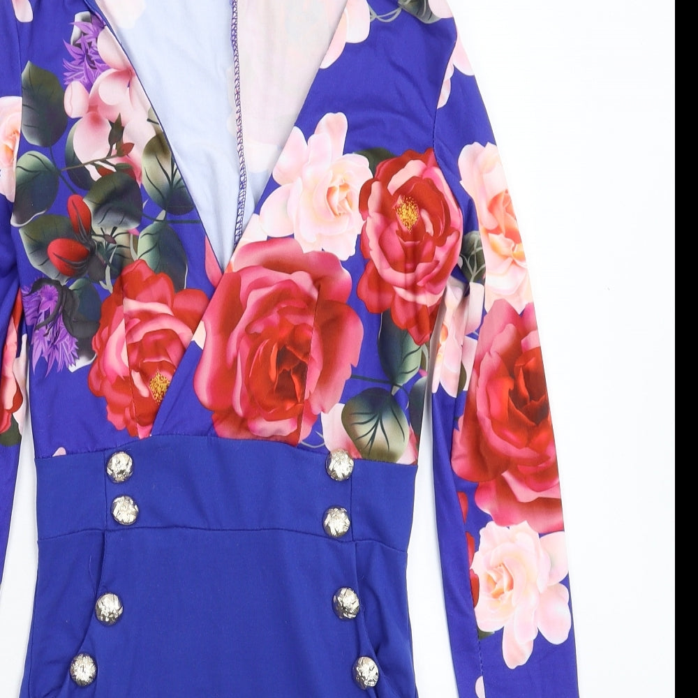 Preworn Womens Blue Floral  Mini  Size S