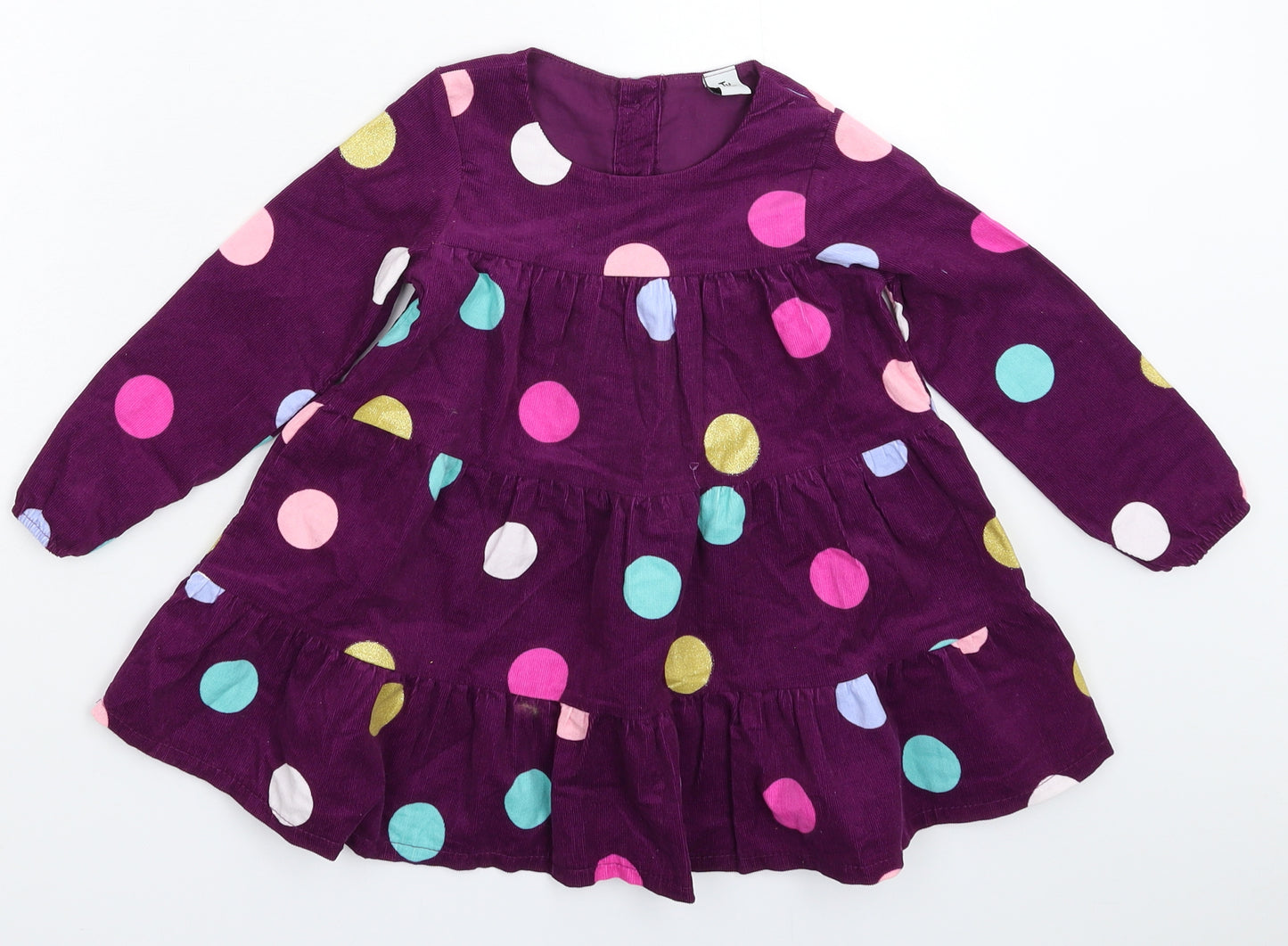 TU Girls Purple Polka Dot Corduroy Fit & Flare  Size 2-3 Years