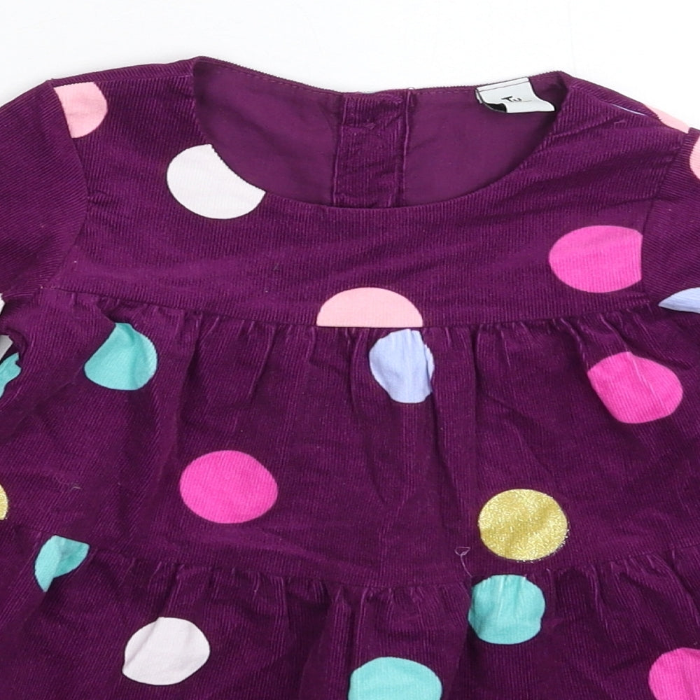 TU Girls Purple Polka Dot Corduroy Fit & Flare  Size 2-3 Years