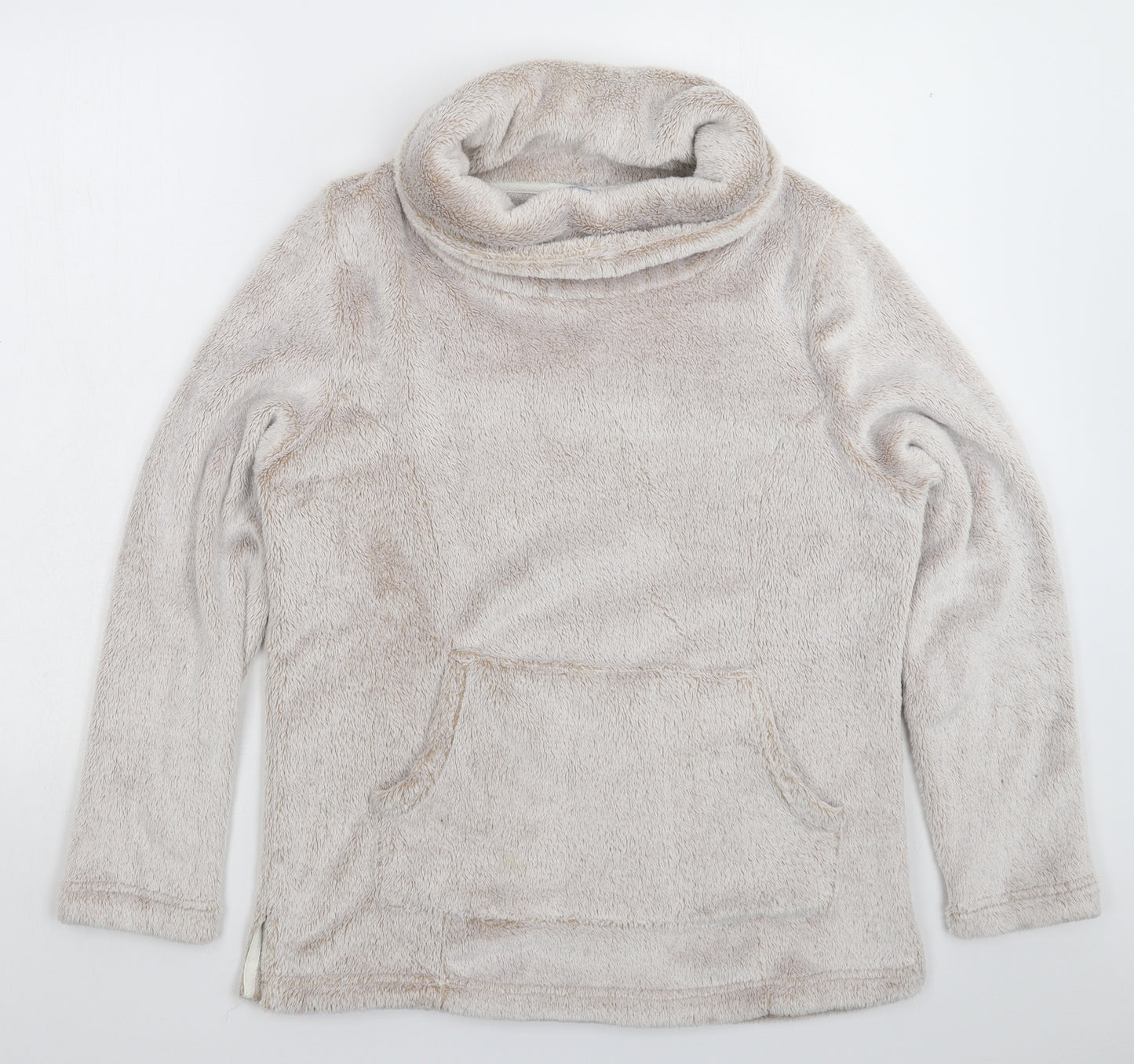 Avenue Womens Beige Solid Fleece Top Pyjama Top Size M