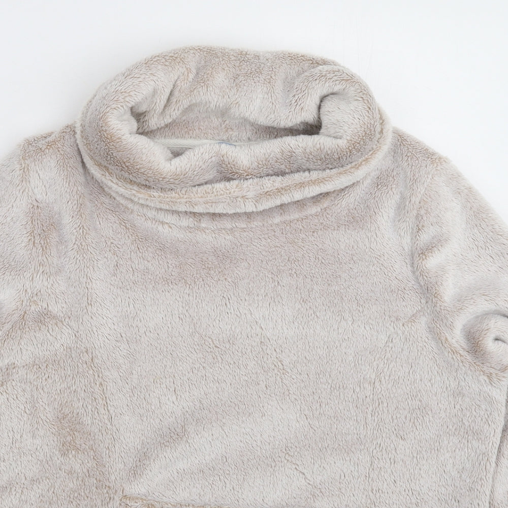 Avenue Womens Beige Solid Fleece Top Pyjama Top Size M