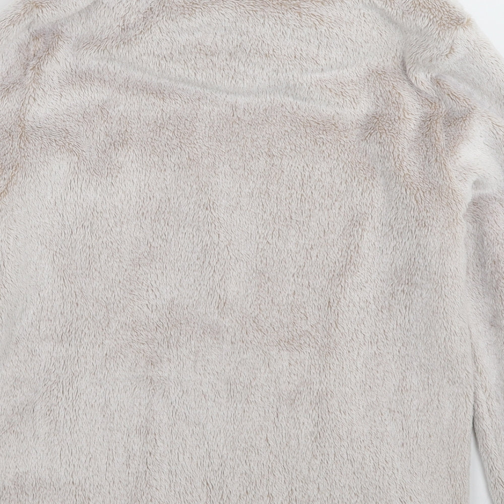 Avenue Womens Beige Solid Fleece Top Pyjama Top Size M