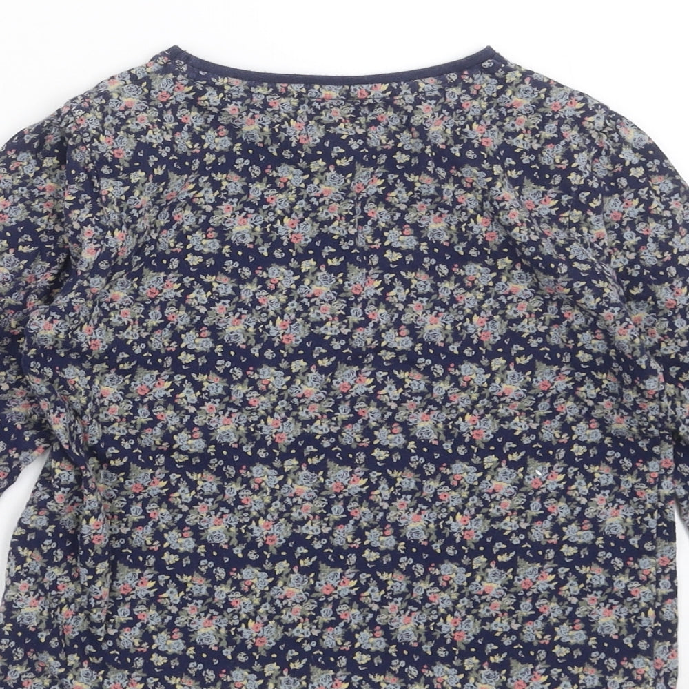 F&F Girls Blue Floral  Basic T-Shirt Size 5-6 Years