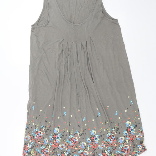 Beach Time Womens Grey Floral  Tank Dress  Size 16