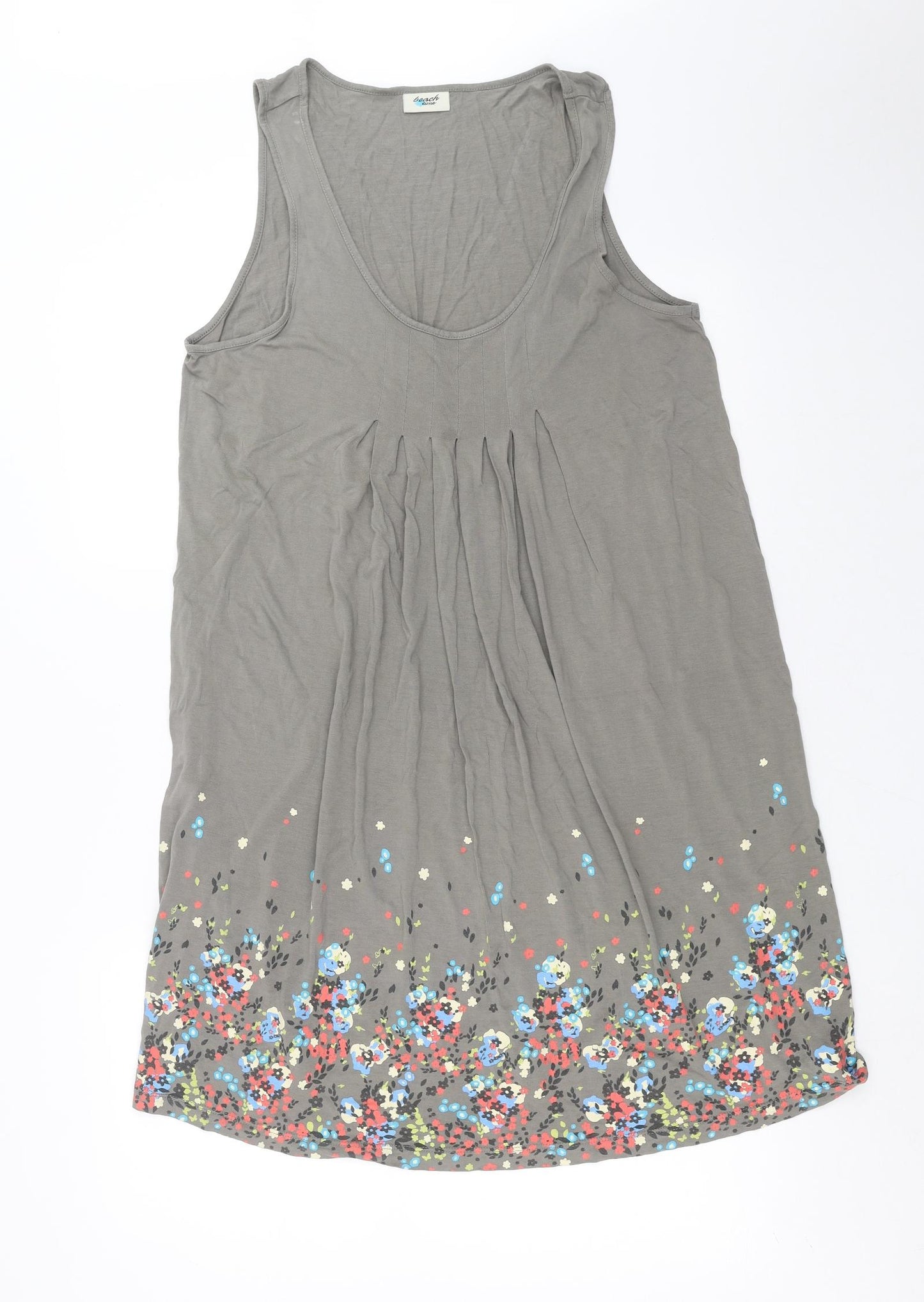 Beach Time Womens Grey Floral  Tank Dress  Size 16