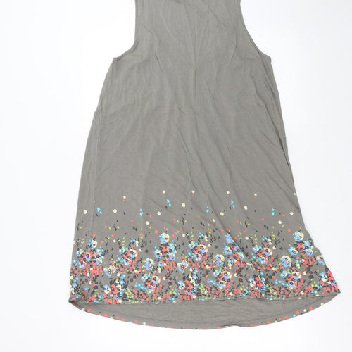 Beach Time Womens Grey Floral  Tank Dress  Size 16