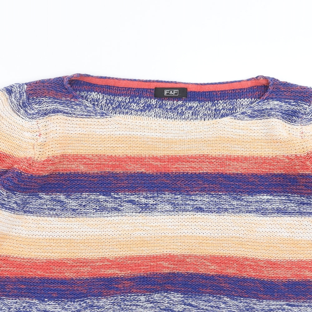 F&F Womens Multicoloured Striped Knit Pullover Jumper Size 8  - cropped